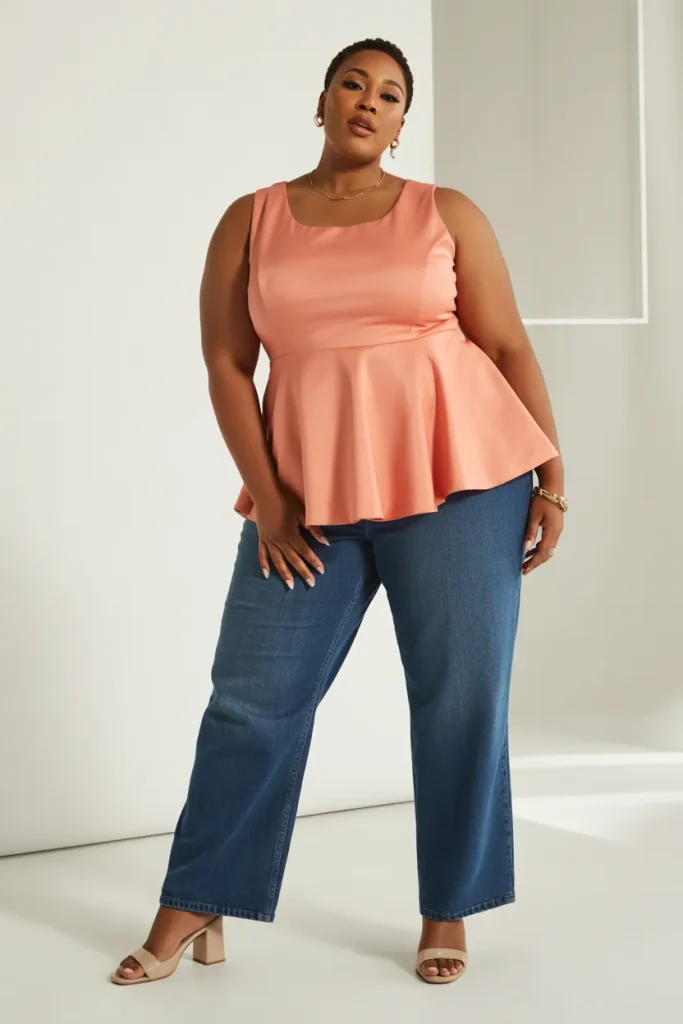 Plus Size Straight Leg Jeans with a Peplum Top
