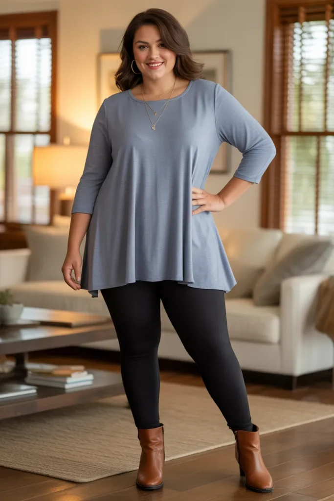 Plus Size Tunic Top and Legging Outfit