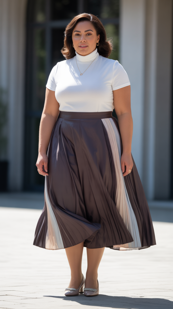 Plus Size Turtleneck with Midi Skirt Outfit
