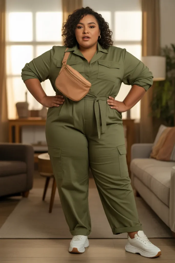 Plus Size Utility Jumpsuit Outfit 1