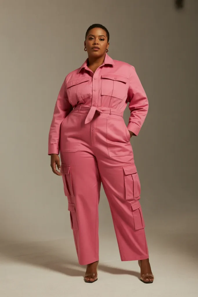 Plus Size Utility Jumpsuit With Tie Waist Outfit