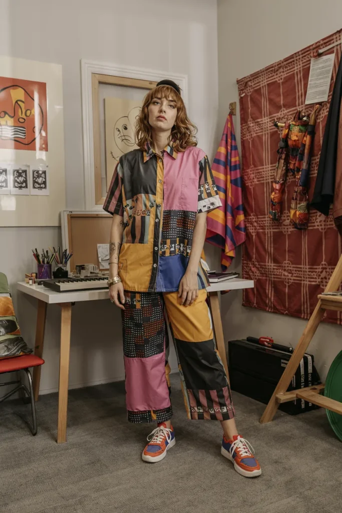 Quirky Art Student Mismatched Patterns and Bold Colors Spring Look