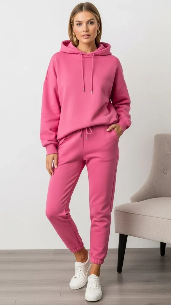 Relaxed Pink Hoodie with Joggers