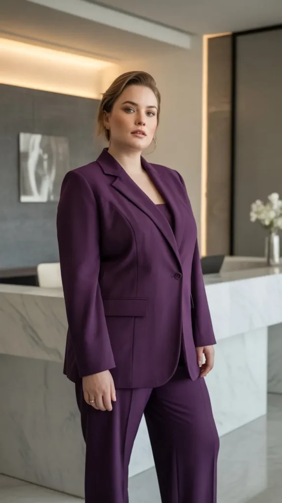 Rich Purple Power Suit Two Piece Pant Set