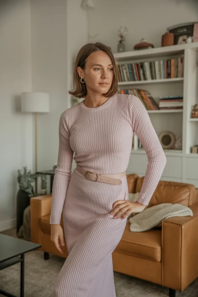 Spring Long Sleeve Knit Maxi Dress Work Outfit