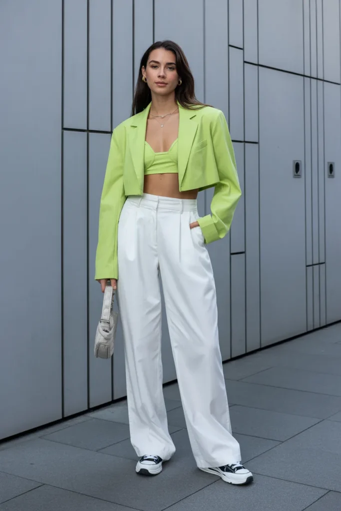 Spring Neon Cropped Blazer Baddie Birthday Outfit