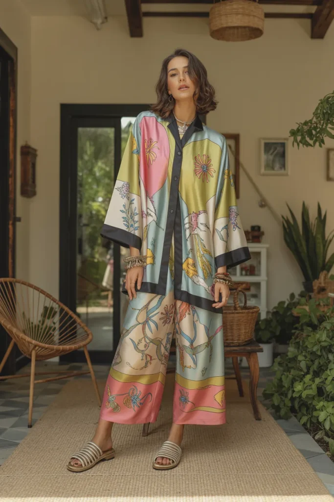 Spring Summer Artisanal Hand Painted Silk Scheme