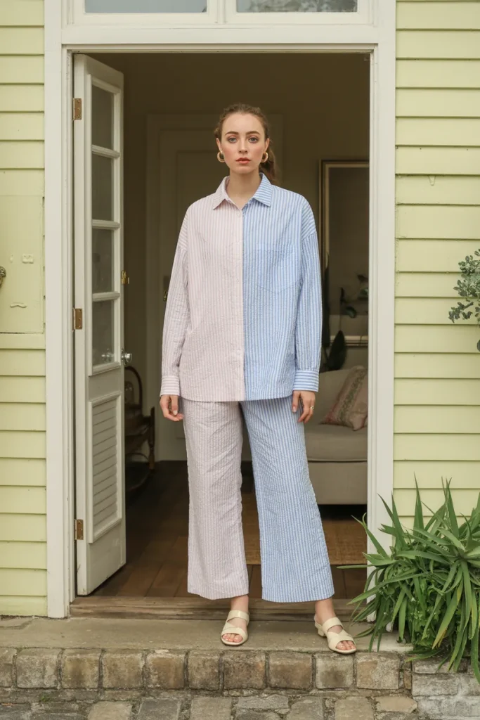 Spring Summer Deconstructed Seersucker Coordinates Arrangement