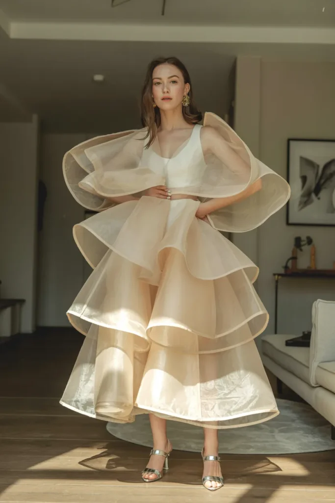 Spring Summer Translucent Layered Organza Assembly