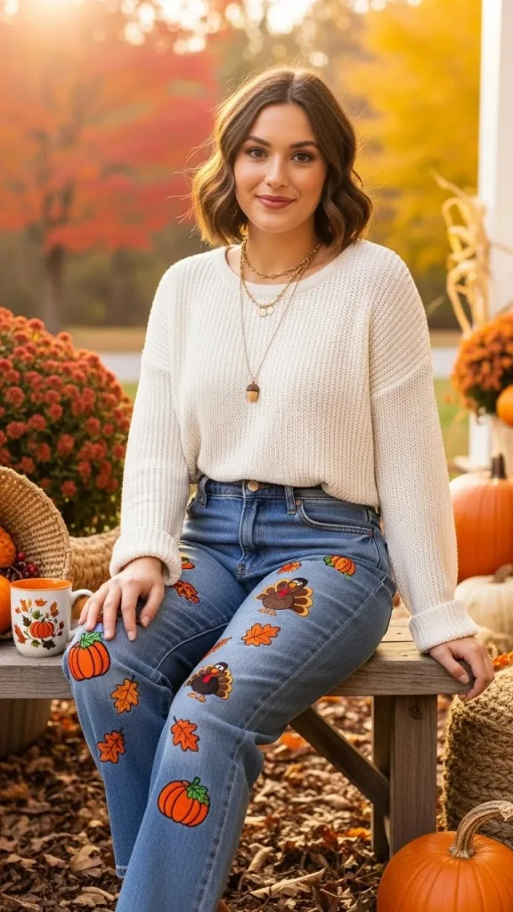 Statement Jeans with Easy Sweater