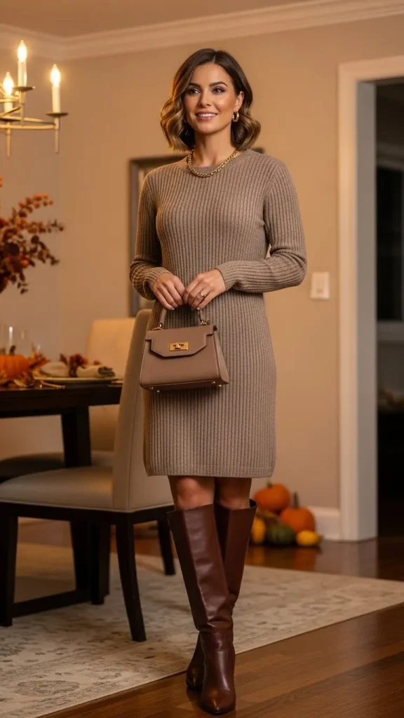 Sweater Dress with Tall Boots