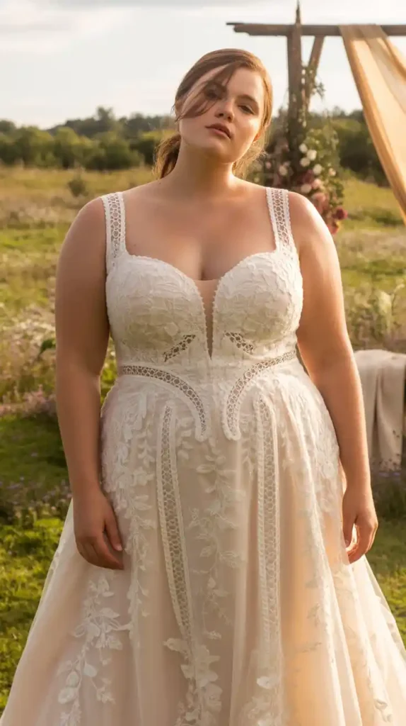 Sweetheart Lace Cutout Wedding Gown