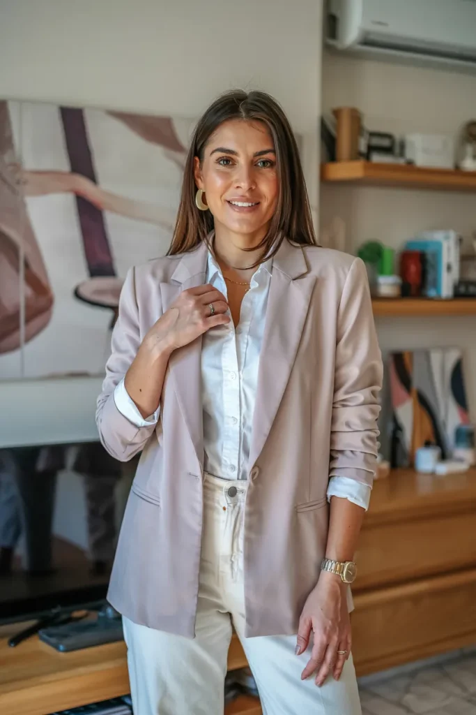 Tailored Pastel Blazer and White Denim 1