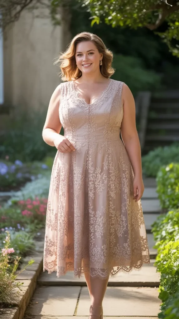 Tea Length Lace Dress for an Outdoor Reception