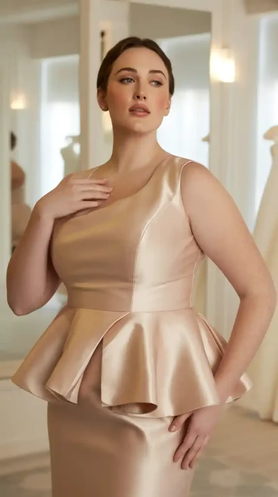 The Perfect Champagne Peplum Satin Two Piece Dress Set