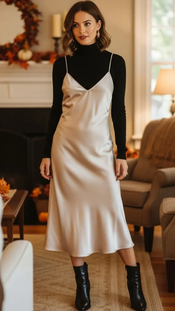 Turtleneck with Slip Dress Layering