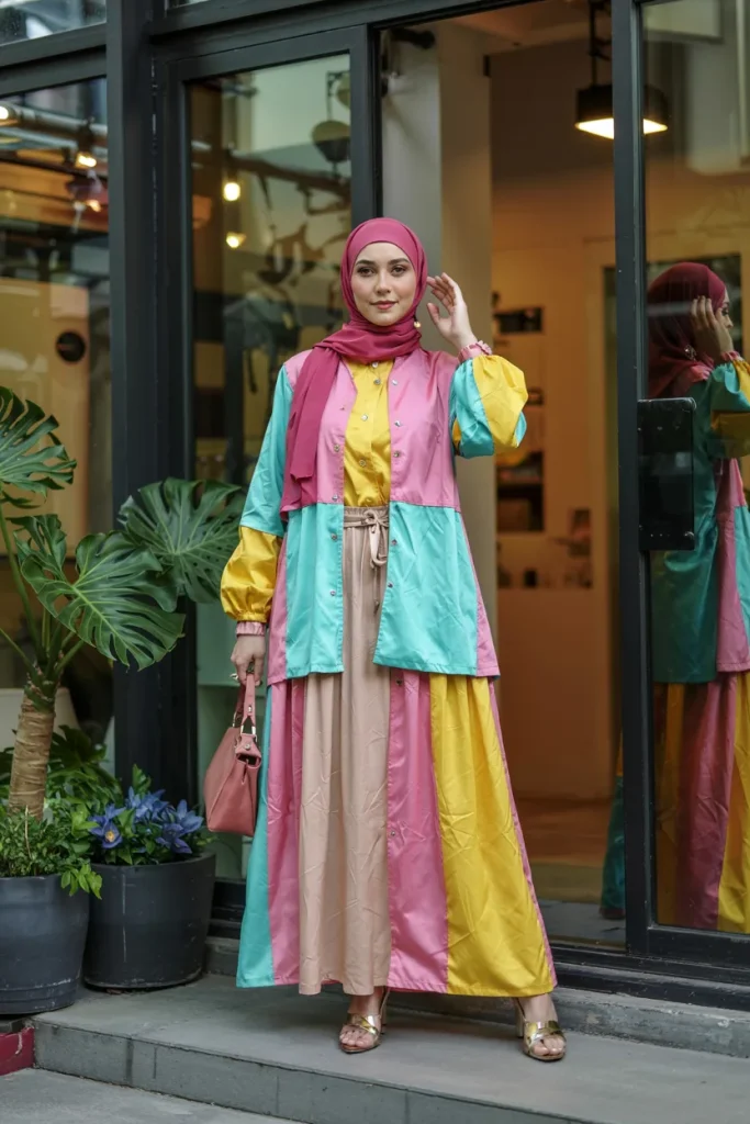Vibrant Color Pop Casual Spring Hijab Outfit