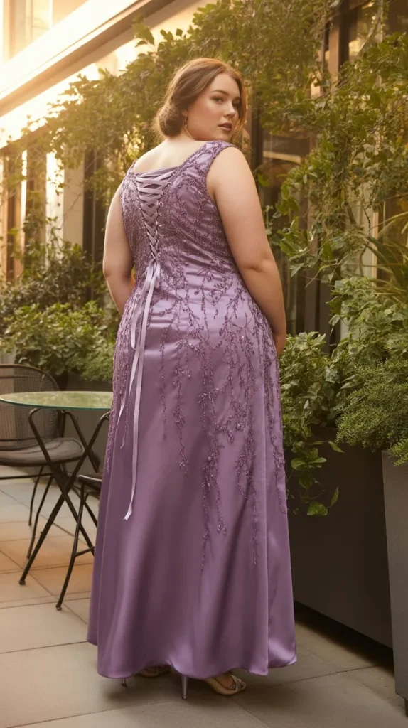 Violet Beaded Lace Up Plus Size Wedding Dress
