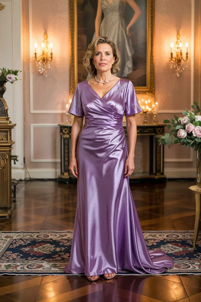 Amethyst Silk Charmeuse Mother of the Bride Dress