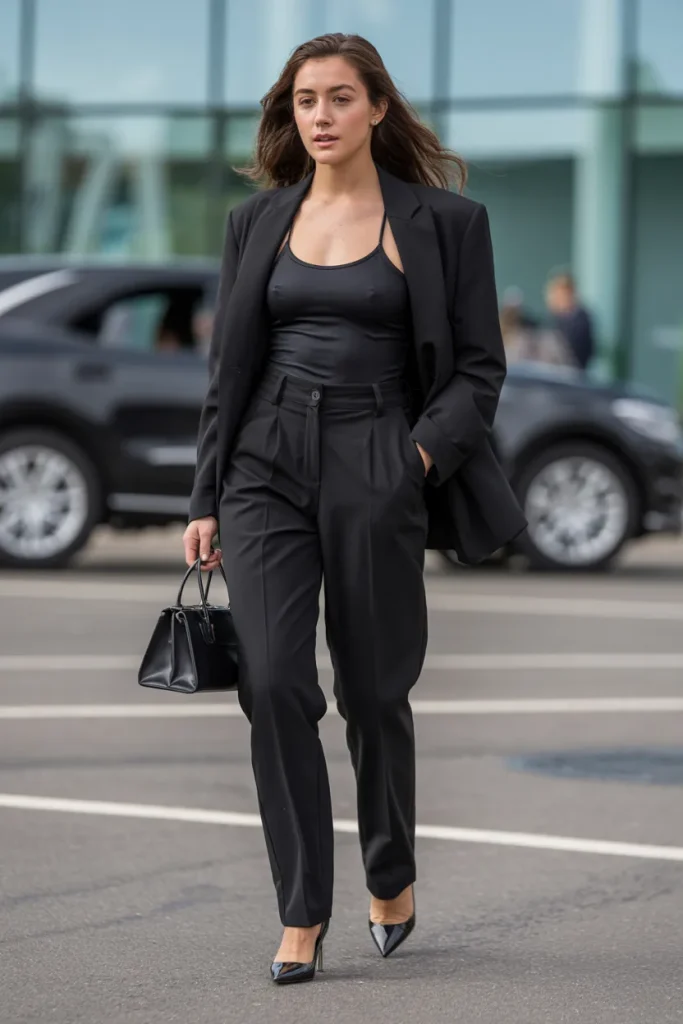 Black Bodysuit with Formal Pant