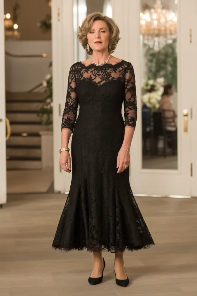 Chic Black Lace Fit and Flare Dress