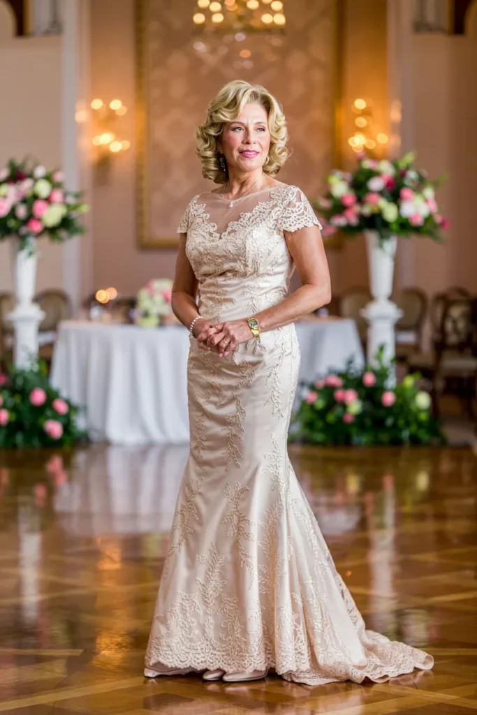 Classy Champagne Lace Mermaid Mother of the Bride Dress