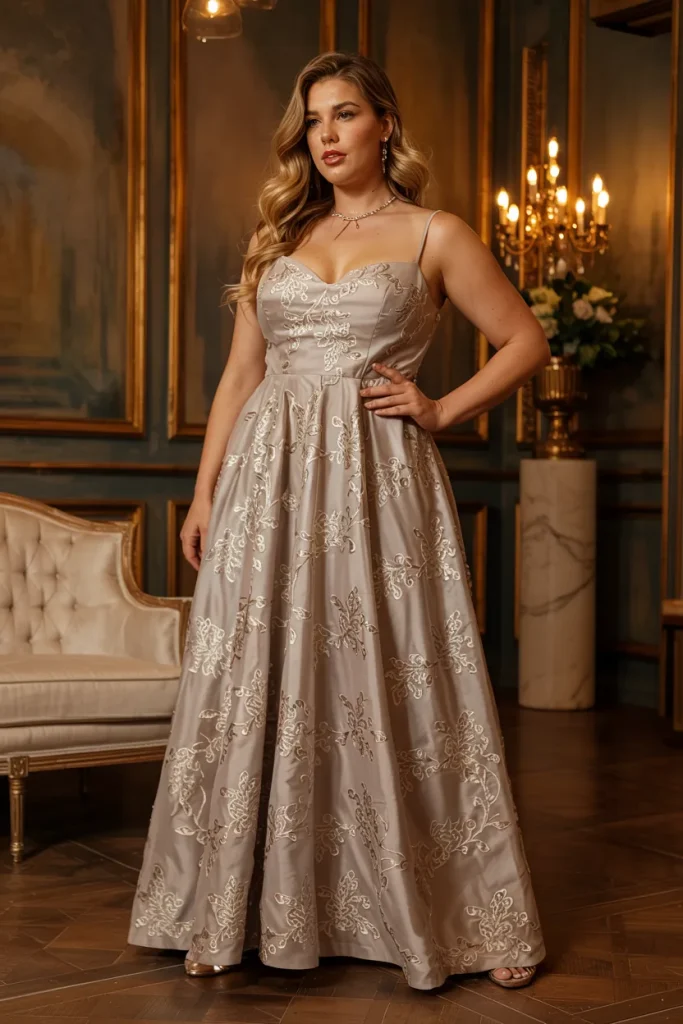 Dove Gray Sweetheart Neckline Gown