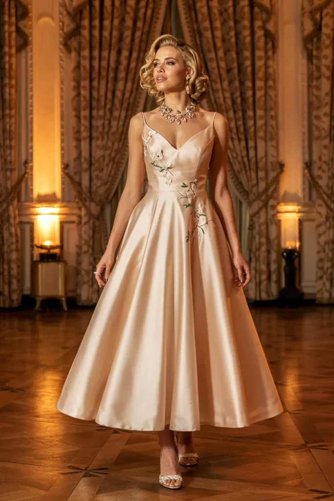 Elegant Cashmere Blush A Line Dress with Jeweled Neckline