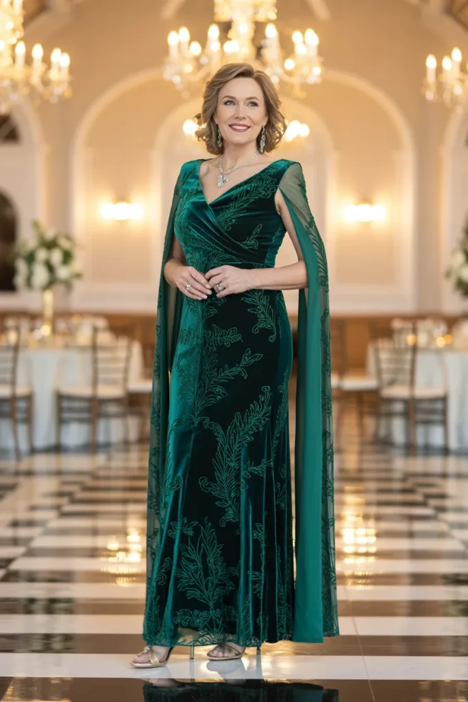 Emerald Green Velvet Burnout Maxi Dress