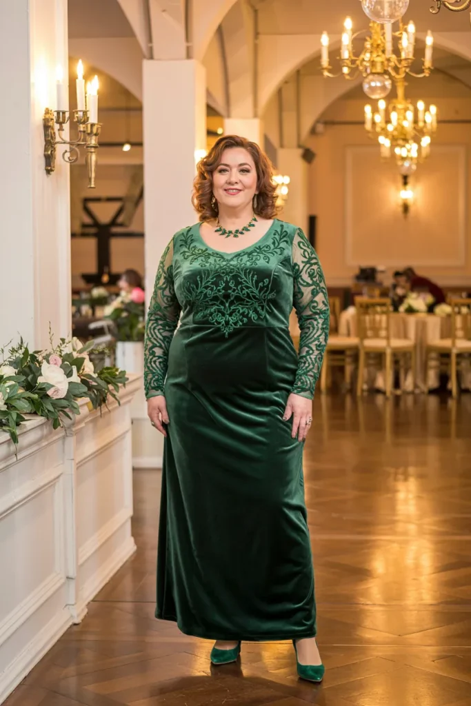 Emerald Green Velvet Dress for Winter Celebrations