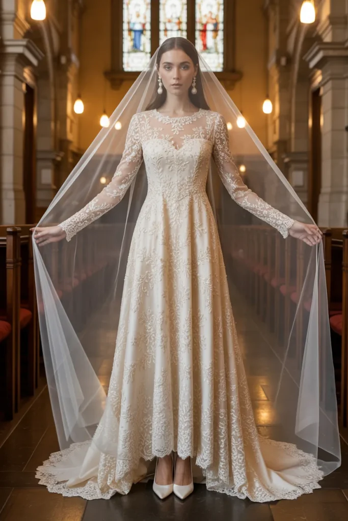 Long Sleeve Elegant Lace Bridal