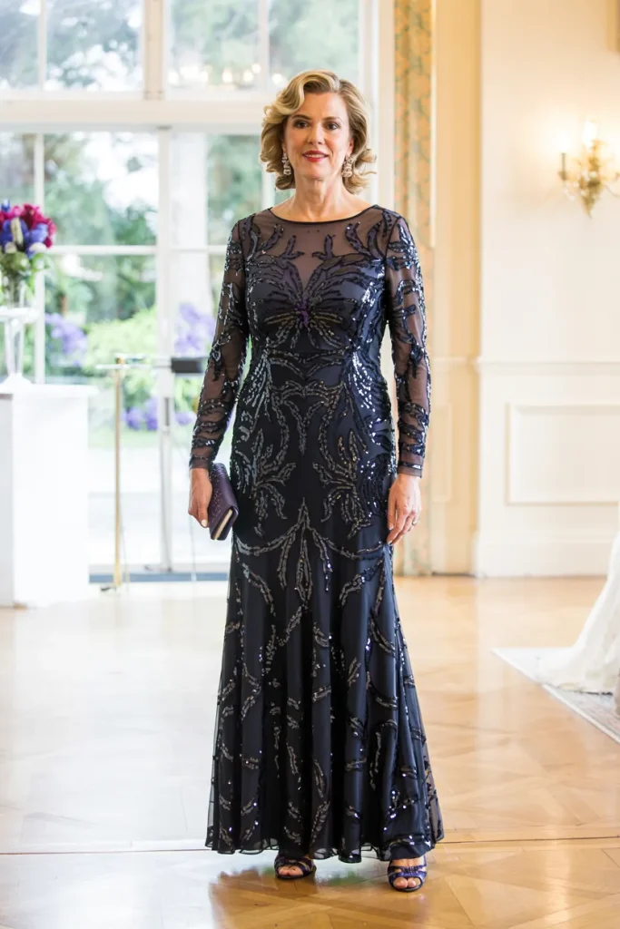 Midnight Galaxy Sequin Mother of the Bride Dress