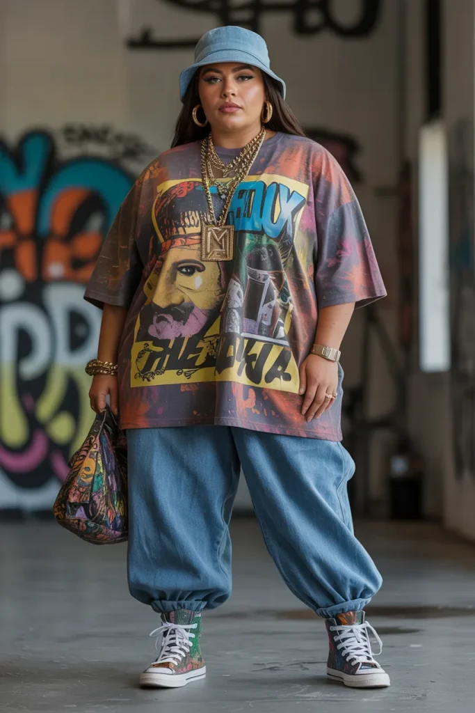 Plus Size 90s Hip Hop Streetwear Outfit