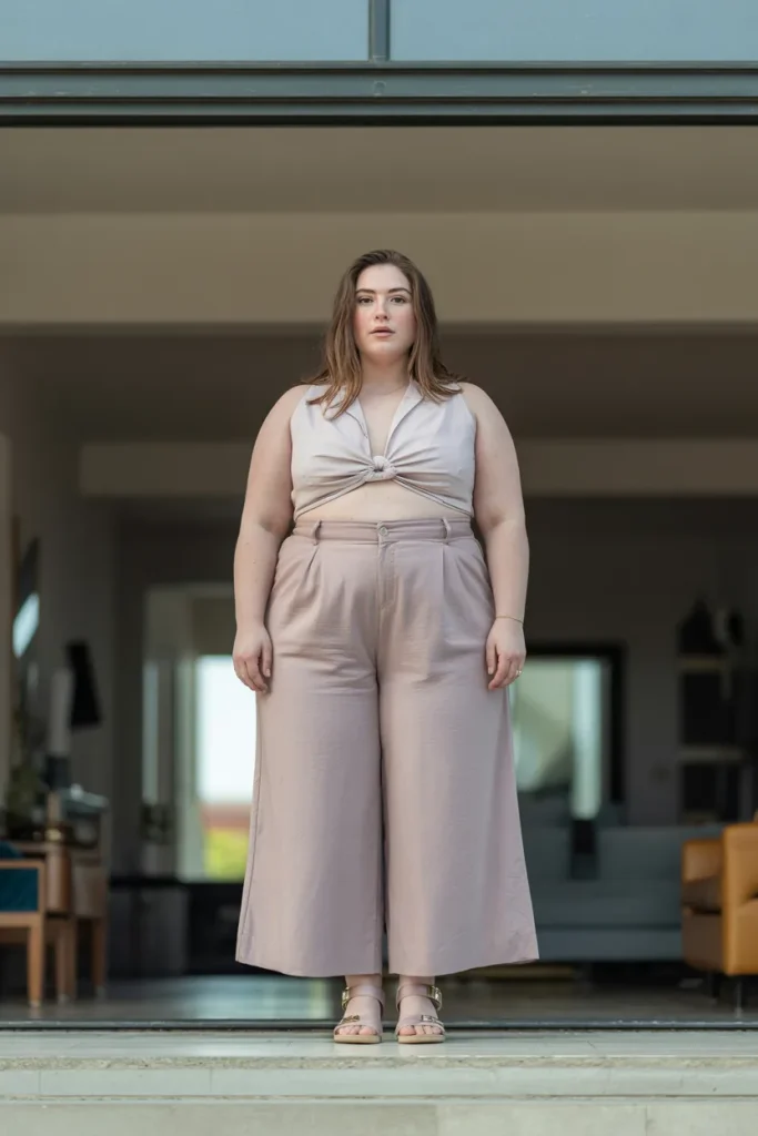 Plus Size Aesthetic High Waisted Palazzo Culottes Summer Outfit