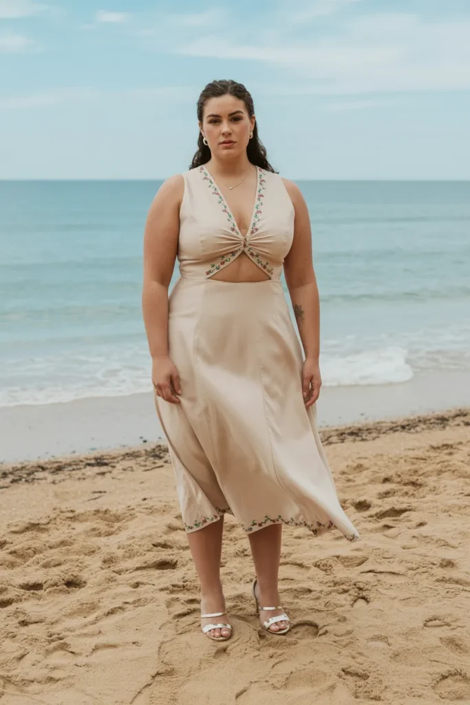 Plus Size Beach Contemporary Cut Out Wedding Guest Dress