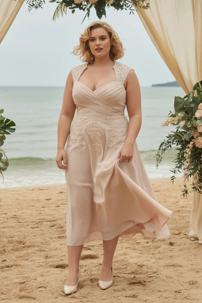 Plus Size Beach Vintage Inspired Sweetheart Wedding Guest Dress