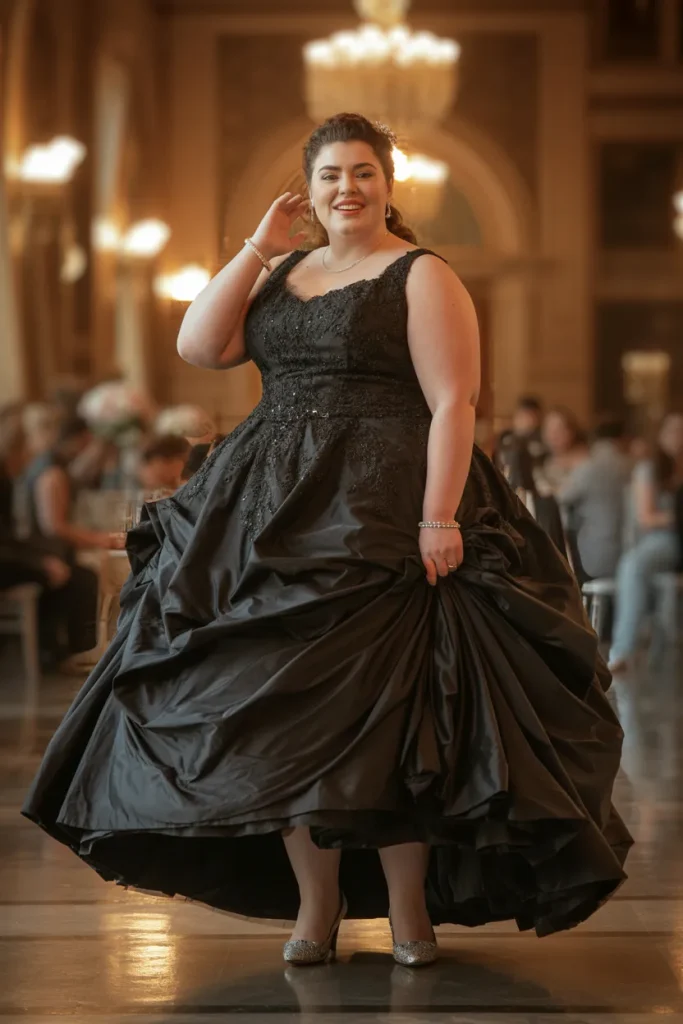Plus Size Black Ball Gown Wedding Dress