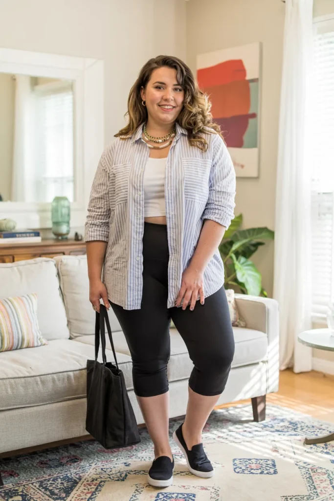 Plus Size Capri Leggings Summer Outfit