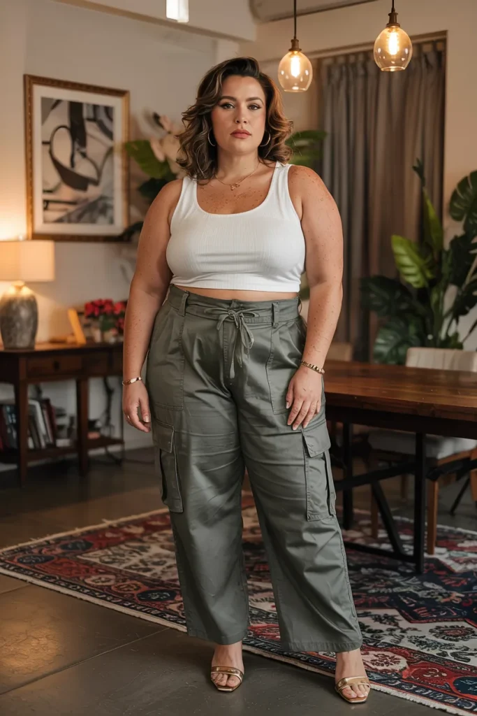 Plus Size Cargo Pant Summer Outfit