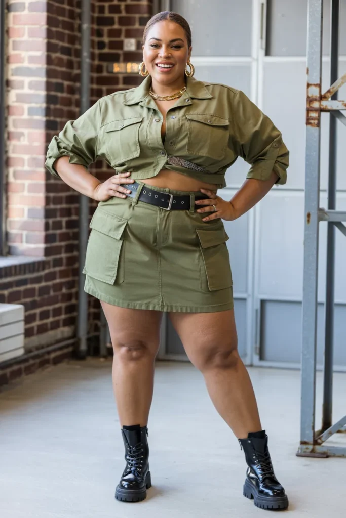 Plus Size Cargo Utility Summer Baddie Outfit