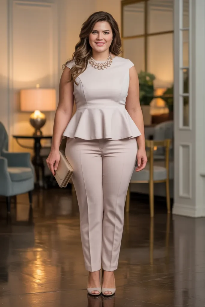 Plus Size Classy Structured Peplum Summer Outfit