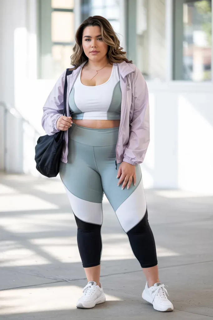 Plus Size Color Block Performance Legging Summer Outfit