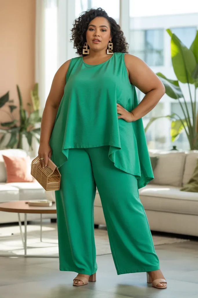Plus Size Color Drenched Gaucho Set Summer Outfit