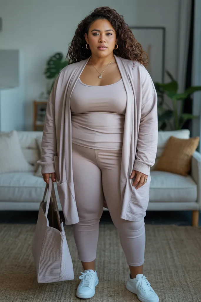Plus Size Comfy Cocoon Cardigan and Tank Summer Outfit
