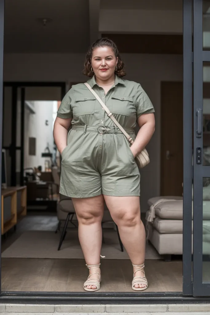 Plus Size Comfy Utility Romper Summer Outfit