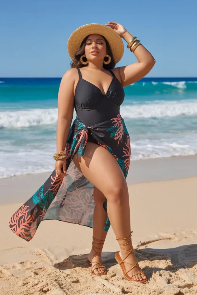 Plus Size Convertible Sarong Summer Beach Outfit