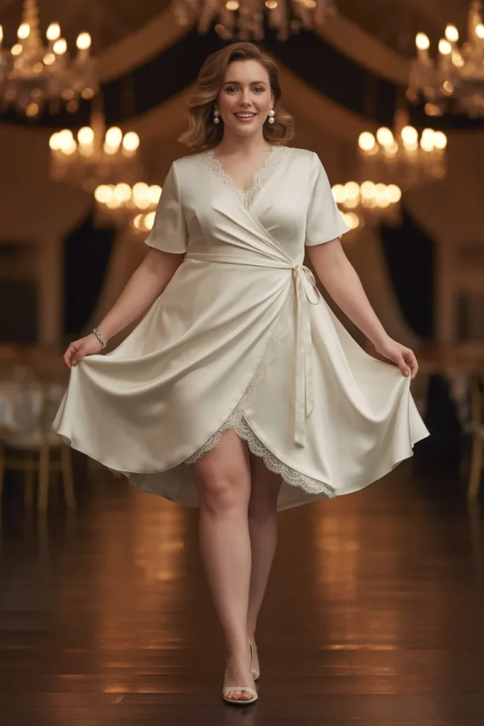 Plus Size Convertible Wrap Style Wedding Dress
