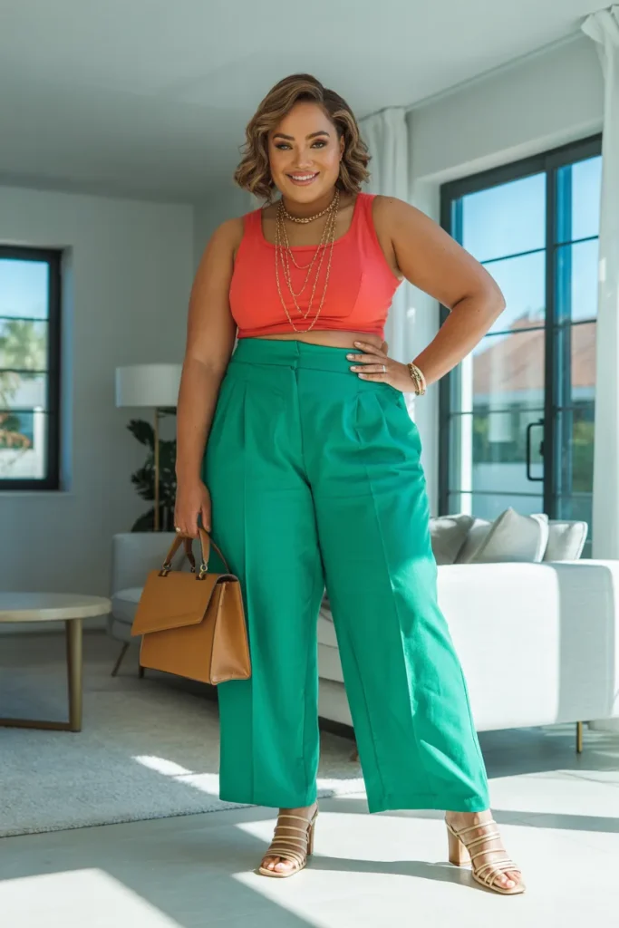 Plus Size Crop Tops with High-Waisted Bottoms Summer Outfit