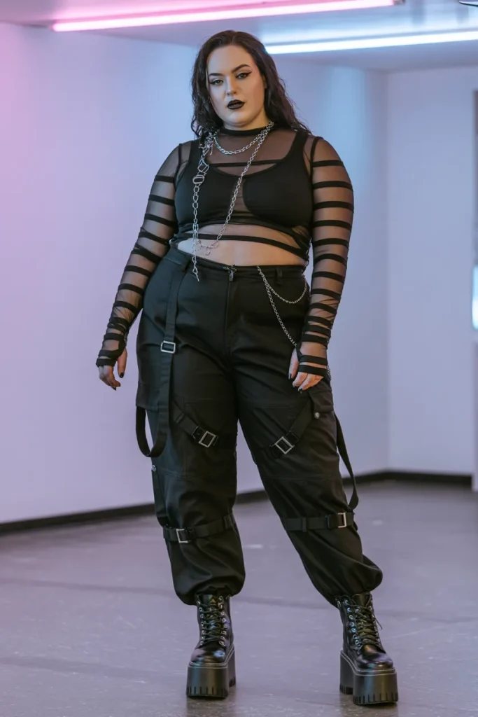 Plus Size Cyber Goth Streetwear Outfit