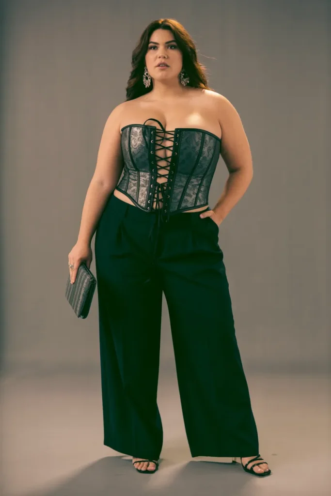 Plus Size Edgy Lace Up Corset Summer Outfit